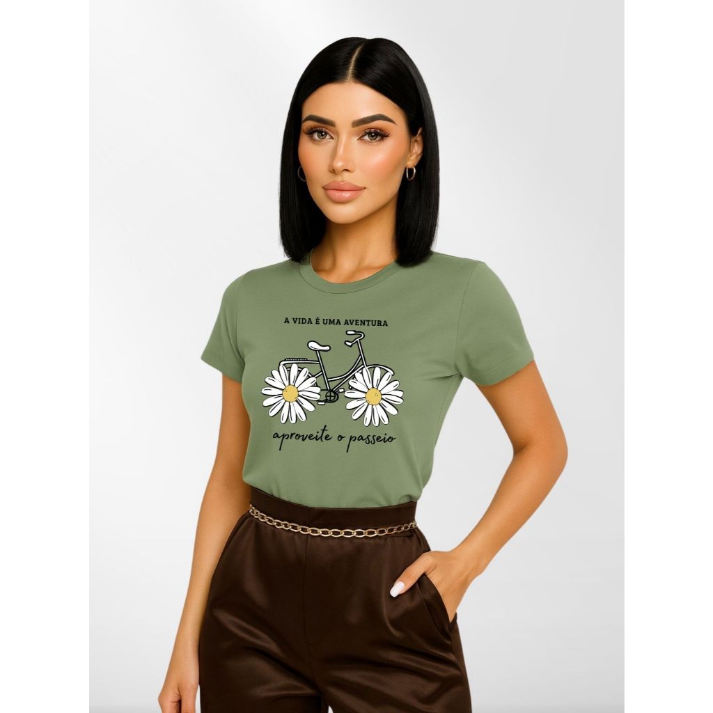 Blusa Feminina T-shirt Manga Curta Gola Redonda Algodão Roupas Femininas (7) em Oferta na Shopee