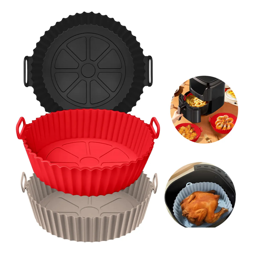 Forma Silicone Flexível Lavável Fritadeira Air Fryer Forno Microondas Antiderrapante
