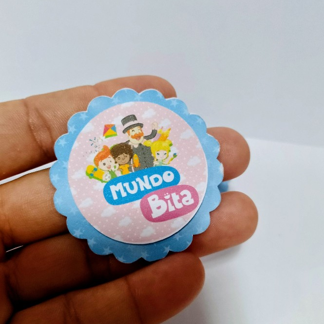 Kit Aplique 3D para Tubete - Mundo bita - Personalizado - Lembrancinha Aniversário Infantil/ Decoração de mesa