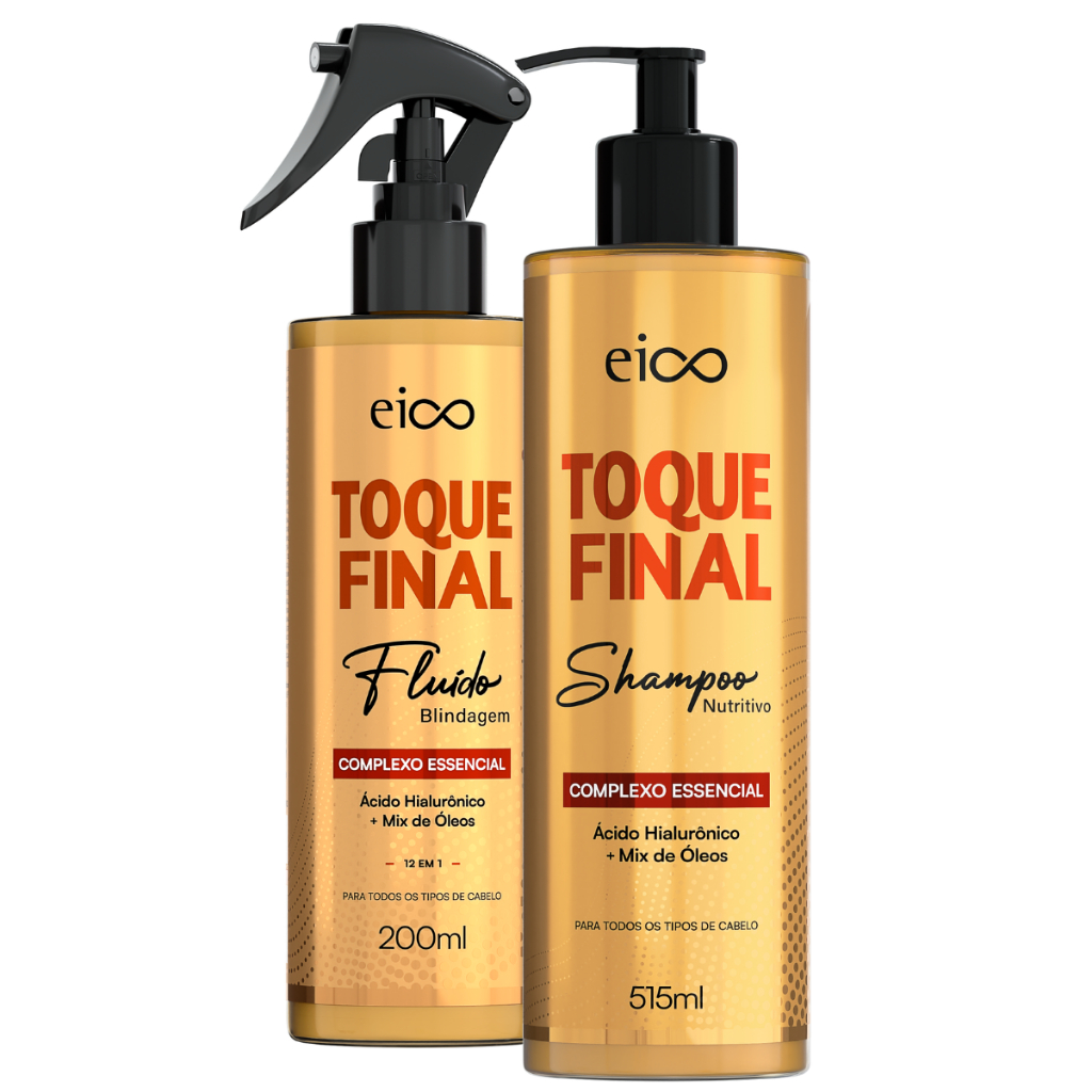 Eico Shampoo Sem Sal Toque Final 515ml + Fluído Leave-in Blindagem Proteção Térm