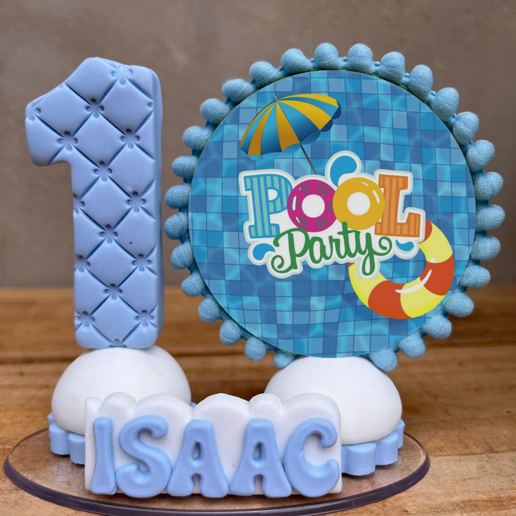 Vela de Aniversário Pool Party Menino | Topo de Bolo Pool Party Menino | Cenário Pool Party em Oferta na Shopee