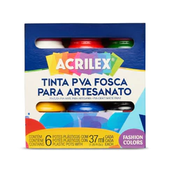 Tinta Fosca Acrilex Para Artesanato PVA Com 6 Cores, 032000000