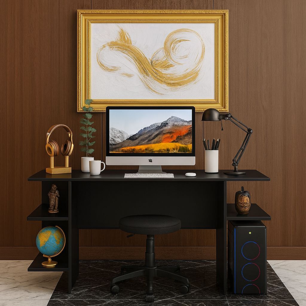 Detalhes do Mesa Gamer Escrivaninha Funcional para Computador, Quarto e Escritório – Cor Preta