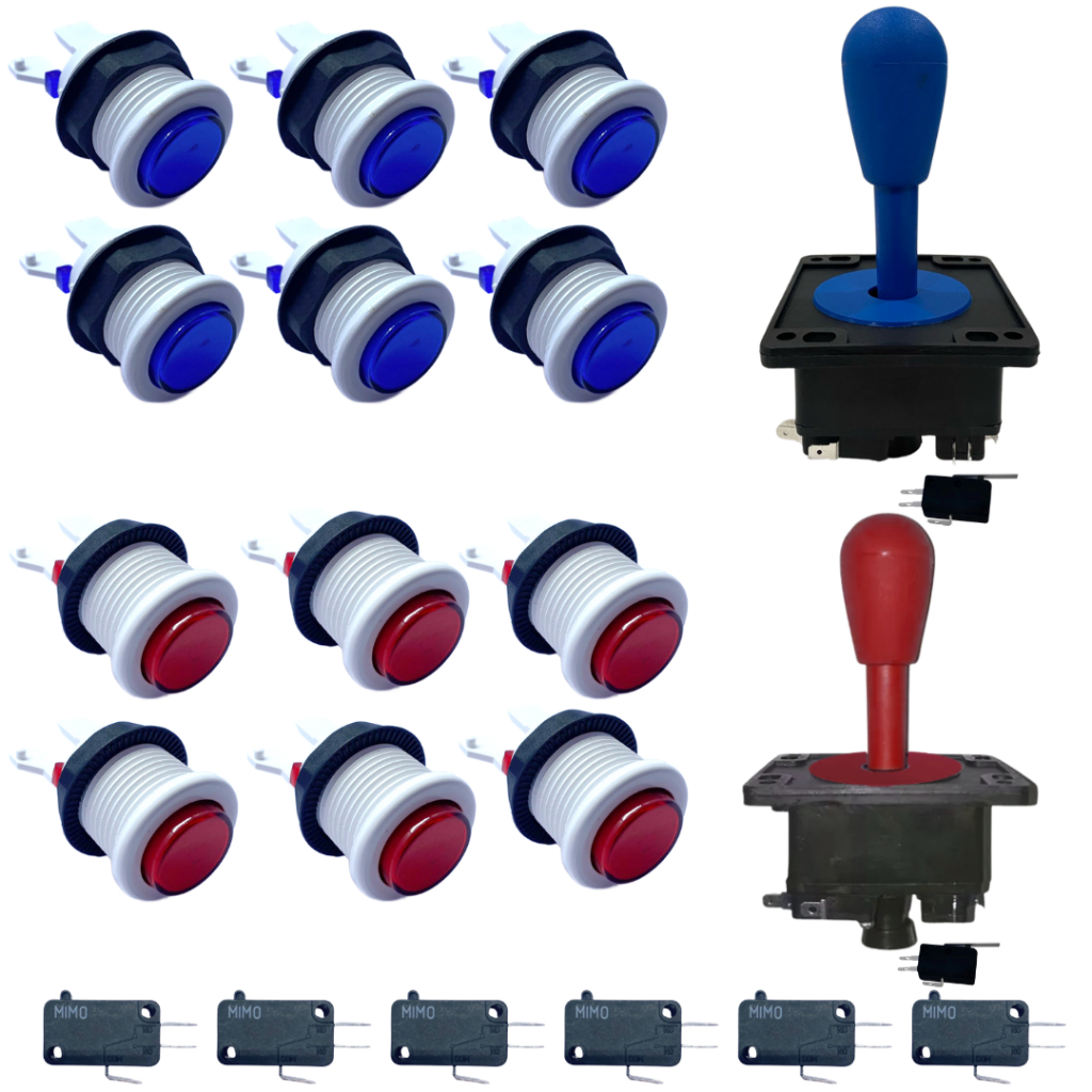 12 Botão Acrílico Arcade 2 Comando Joystick Colorido Fliperama