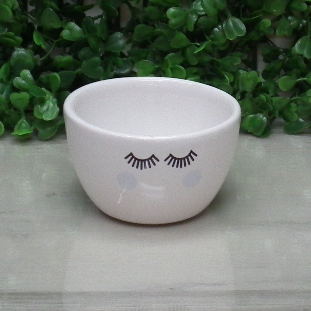 Molhadeira de Porcelana Cumbuca , Bolw para Kit Higiene Bebe Cílios Azul Chuva de Amor