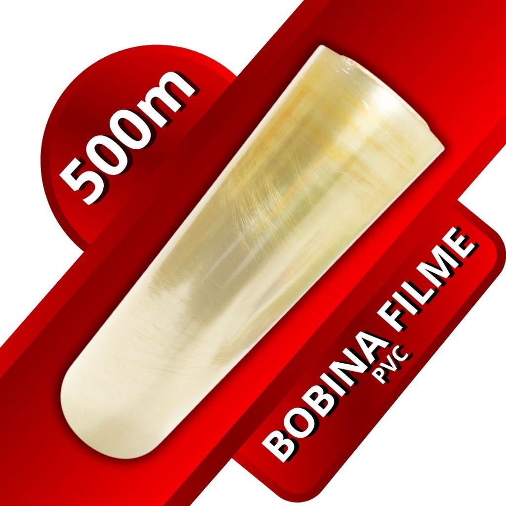Bobina Filme Plástico De Pvc 10 Micras Rolo 500 Metros 40Mm