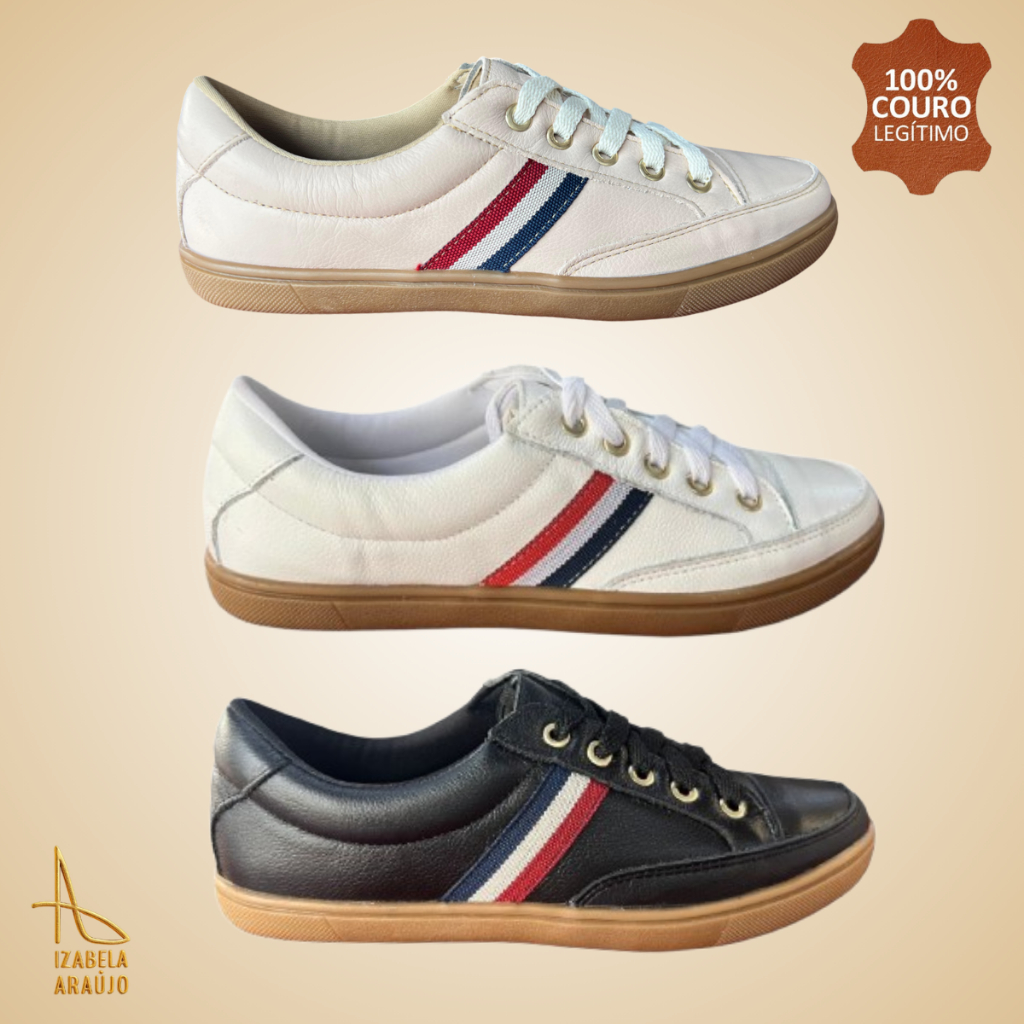 Tênis Feminino Casual De Couro Legítimo Confortável E Versátil Para o Dia a Dia em Oferta na Shopee