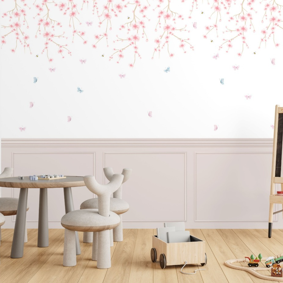 Papel de parede Adesivo Flor Cerejeira Rosa  - Gvs Decor *SOB MEDIDA* VALOR DE ACORDO M2 /INFORMAR ALTURA X LARGURA CHAT