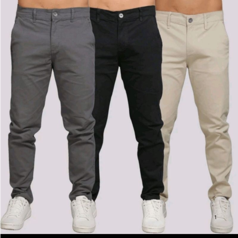 calça sarja masculina social Premium com laycra material 100% algodão em Oferta na Shopee