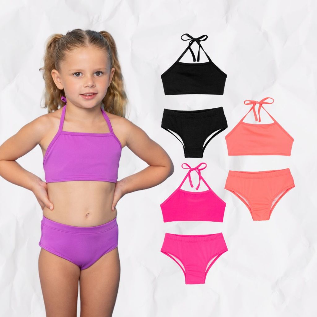 Biquíni Liso Menina Infantil Proteção Solar Uv Praia Verão