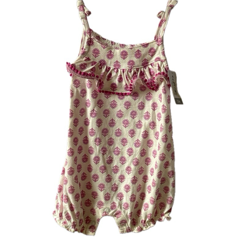 Macacão Bebê 12M Carter's Branco Floral Mandala Rosa Alça Amarração Romper Banho Sol Just One You