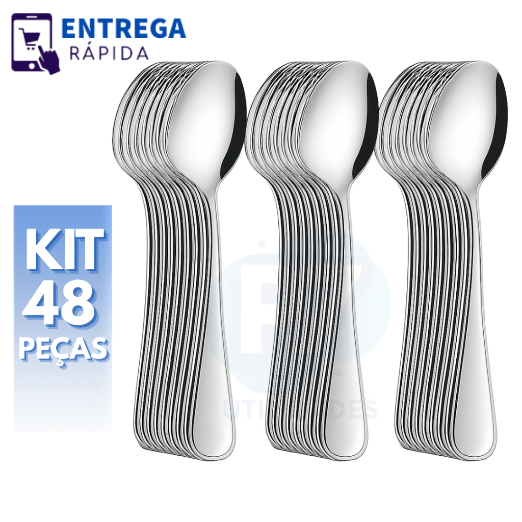 Jogo de Talheres 48 Peças Colher de Sopa em Aço Inox Jogo de Talher Colheres de Mesa em Oferta na Shopee