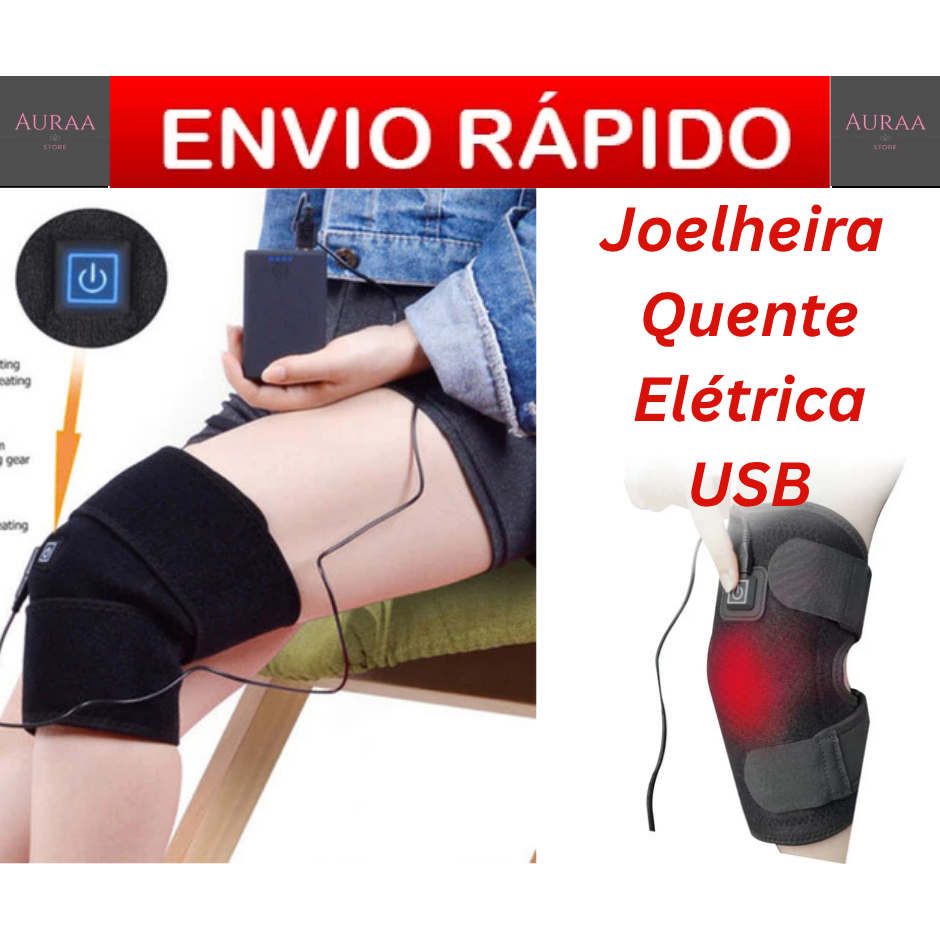 Joelheira Quente Elétrica USB Para Alivio De Dores No Joelho Infravermelho com 3 Temperaturas