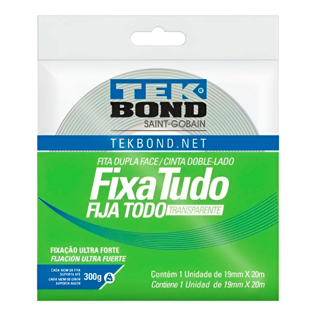 Fita Dupla Face Fixa Tudo Acr. Uso Interno 25mmx20m Tekbond Cor Transparente em Oferta na Shopee