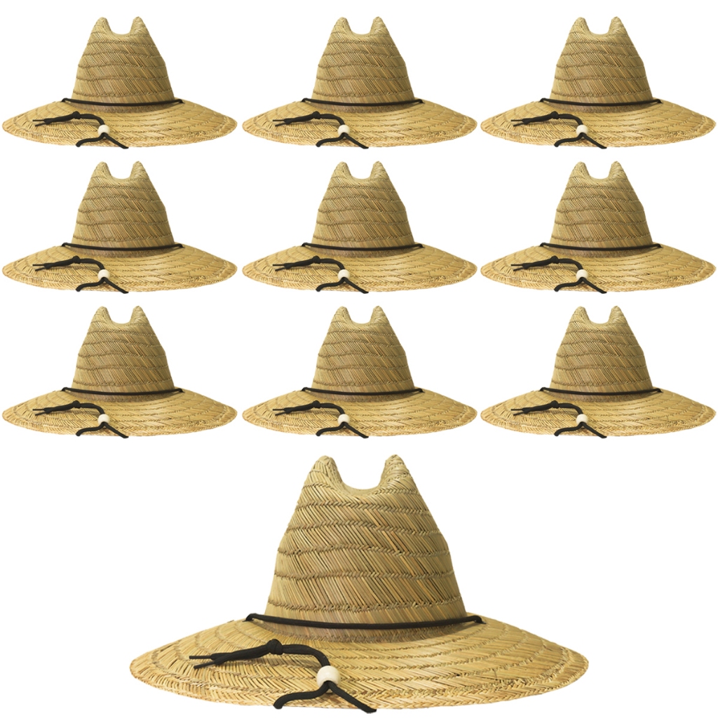 Chapéu de Bambu Sombrero Praia Palha Natural Unissex Praia Sol Surf Saída Verão Kit Oferta