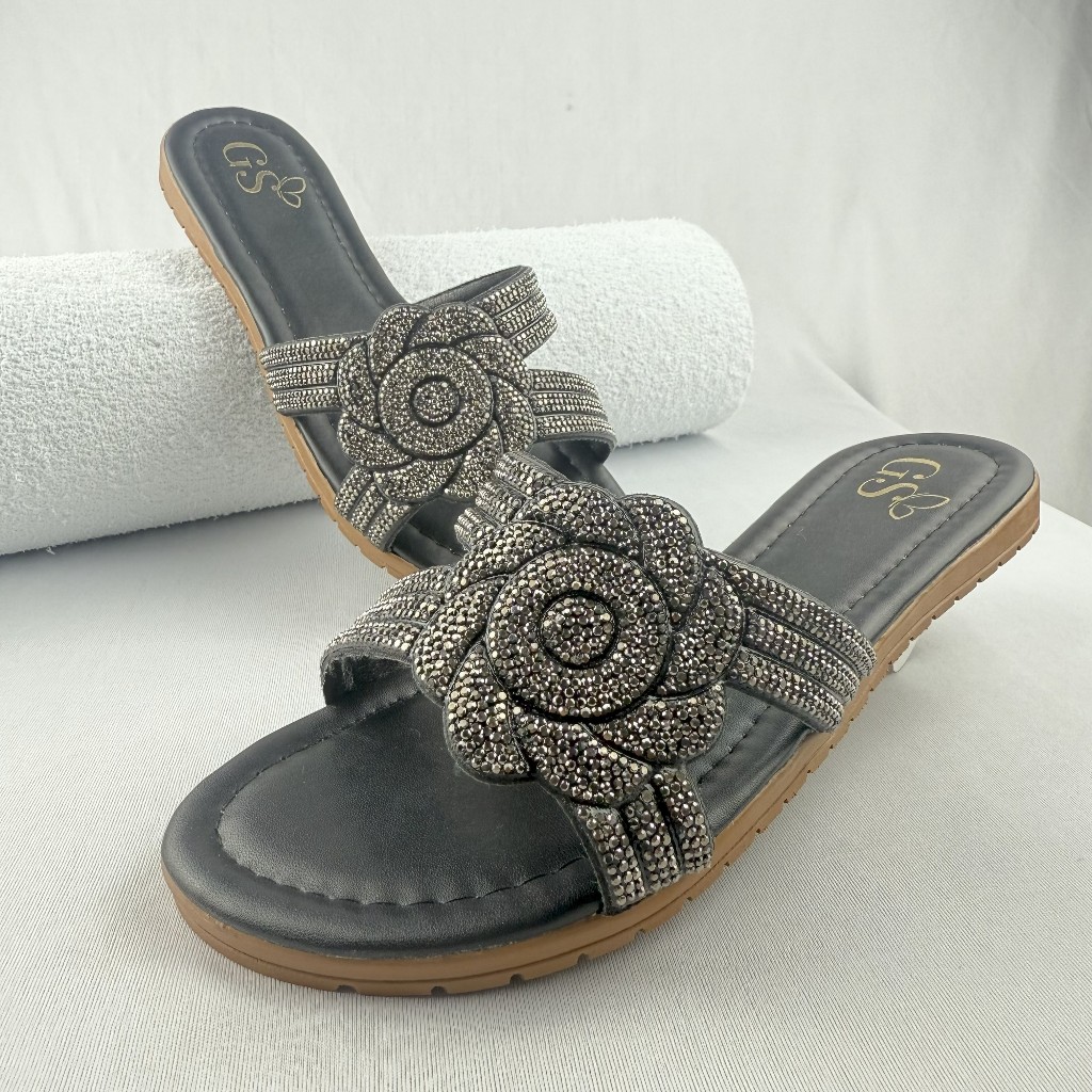 Sandália Rasteirinha Chinelo Feminina Brilho em Strass Confortável Leve Elegante Tendência Rasteira