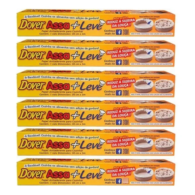 Papel Antiaderente Dover Assa+leve Cozinhar Rolo 30cm X 3m 6 unidades em Oferta na Shopee