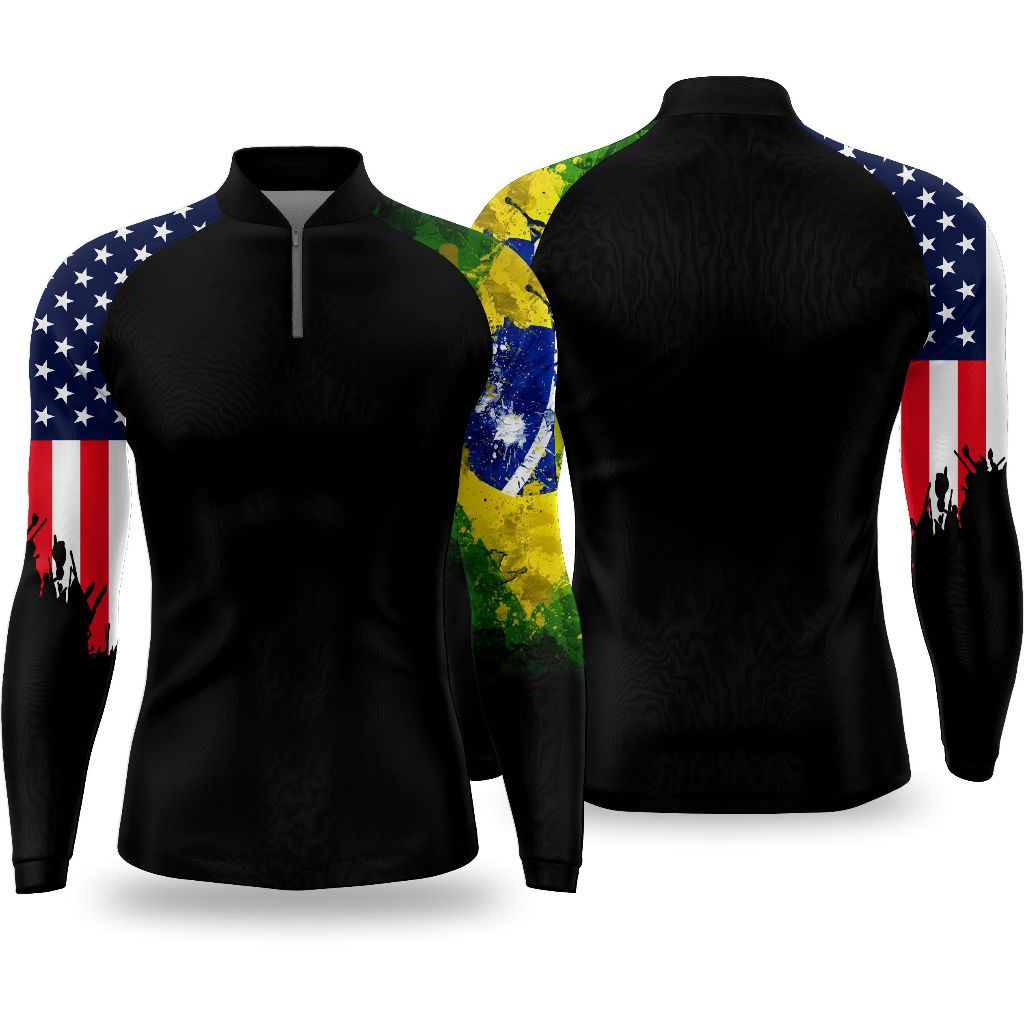 Camisa Blusa De Pesca EUA I BRASIL Com Proteçao UV em Oferta na Shopee
