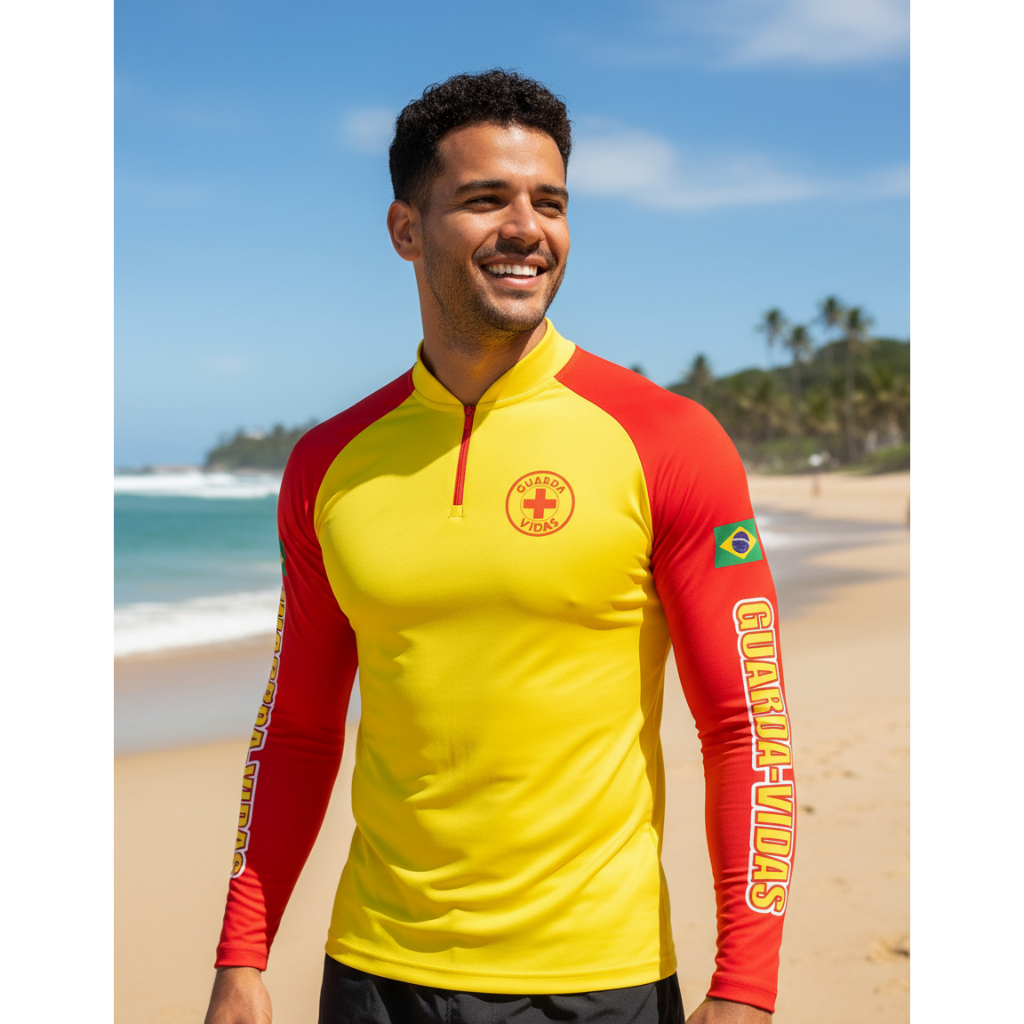 Camiseta Guarda Vidas Proteção Uv Amarela em Oferta na Shopee