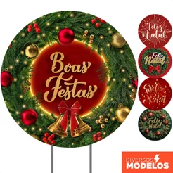 Painel de Festa Redondo Decoração de Natal Em tecido 1,50m Com Elástico - Diversos Modelos