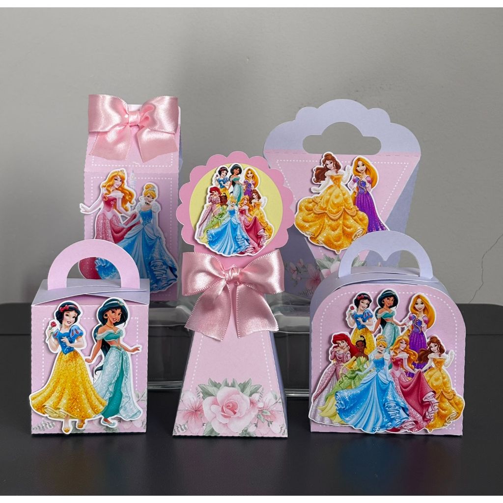 Kit Festa Personalizados Princesas_ Caixas pegue e monte_ Lembrancinhas para Festa Infantil