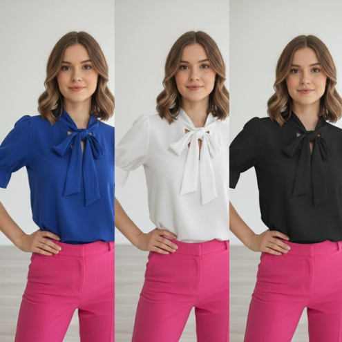 Camisa Manga Curta Executiva Evangélica Social Verão Feminina em Oferta na Shopee