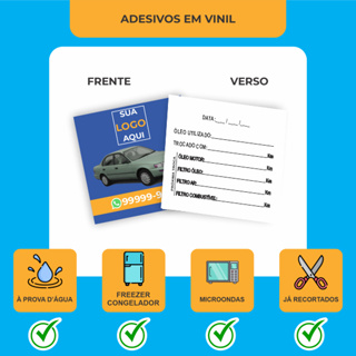 100 adesivos 6x4cm Troca de Óleo em Oferta na Shopee