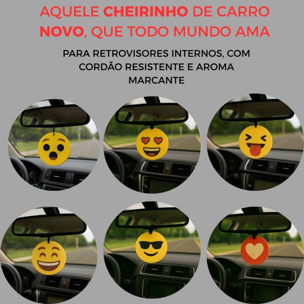 Kit 10x Cheirinho de Carro Automotivo Emoji Aromatizante Lava Rapido Atacado