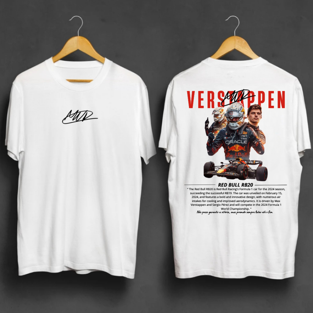 Camiseta Unissex Blusa Tendência Max Verstappen F1 RB Frente e Costa Algodão Qualidade Premium Envio Imediato