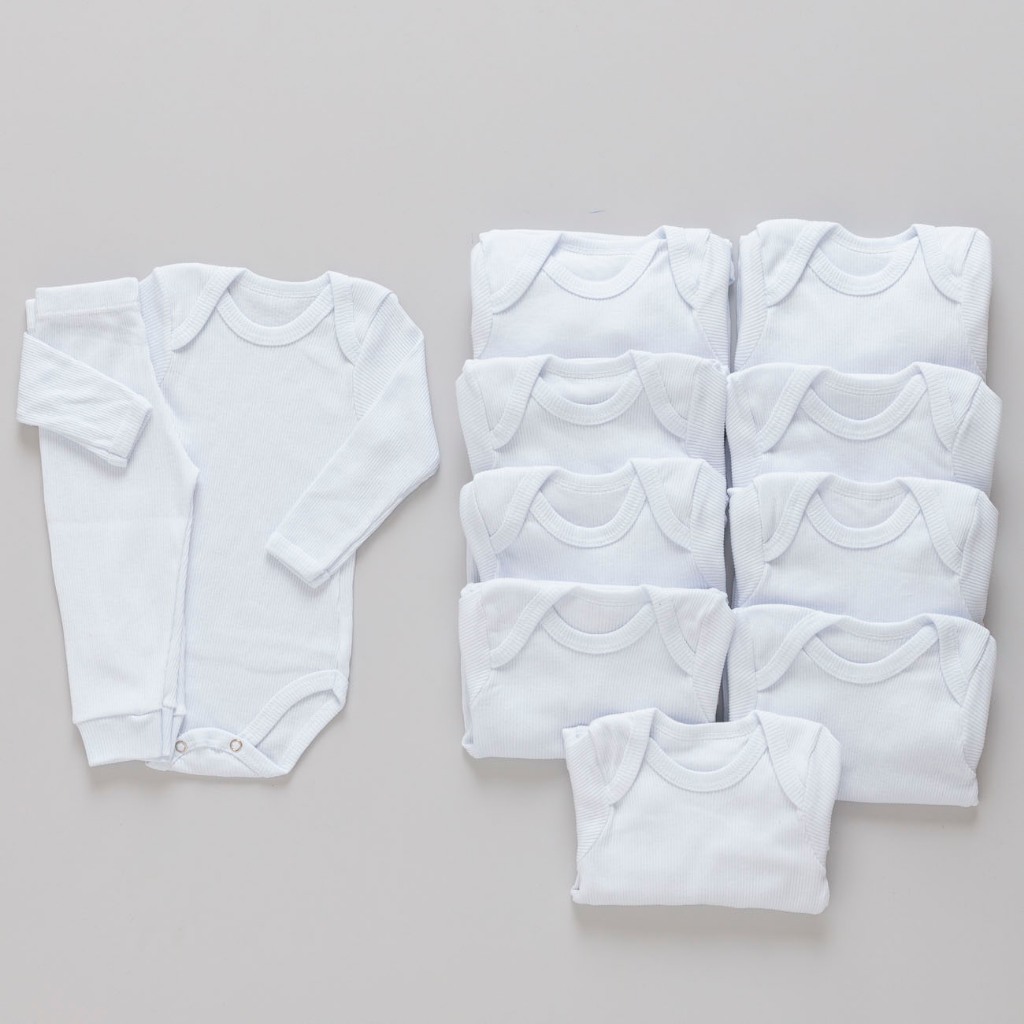 Kit 5 Conj Body e Calça Bebê Pagão canelado Longo 100% Algodão cores Sortidas