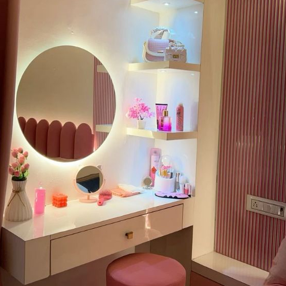 Espelho Redondo Iluminação Led de Vidro Lapidado Para Banheiro Sala Quarto Penteadeira de Maquiagem