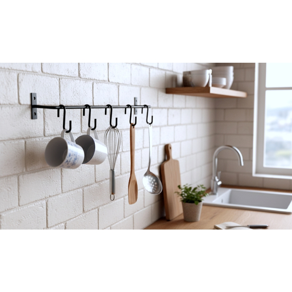 Barra de Utensílios de Cozinha com Ganchos para Pendurar itens em Oferta na Shopee