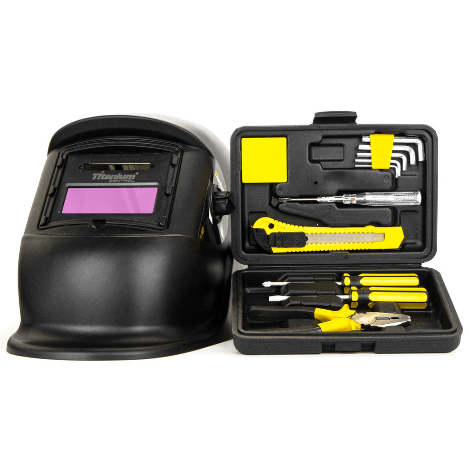 Kit Máscara de Solda Control Automática TON 9 a 13 + Jogo de Ferramentas 11 peças Titanium Platina em Oferta na Shopee