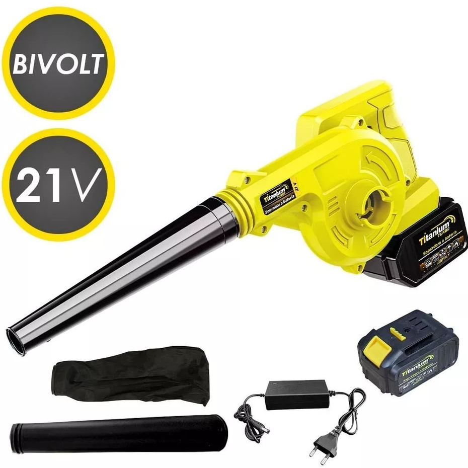 Soprador e Aspirador Profissional a Bateria 21v Bivolt 15000 mAh  - 20.000 RPM Titanium Platina em Oferta na Shopee