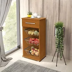 Fruteira De Chão Cozinha Balcão Multiuso Com Gaveta / Organizador de frutas, Legumes e Verduras