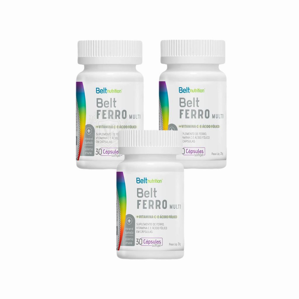 3x Multivitamínico Belt Ferro Com Vitamina C+Ácido Fólico