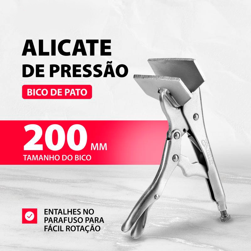 Alicate De Pressão Bico Chato Bico de Pato 8 Pol 200mm Alta Qualidade em Oferta na Shopee