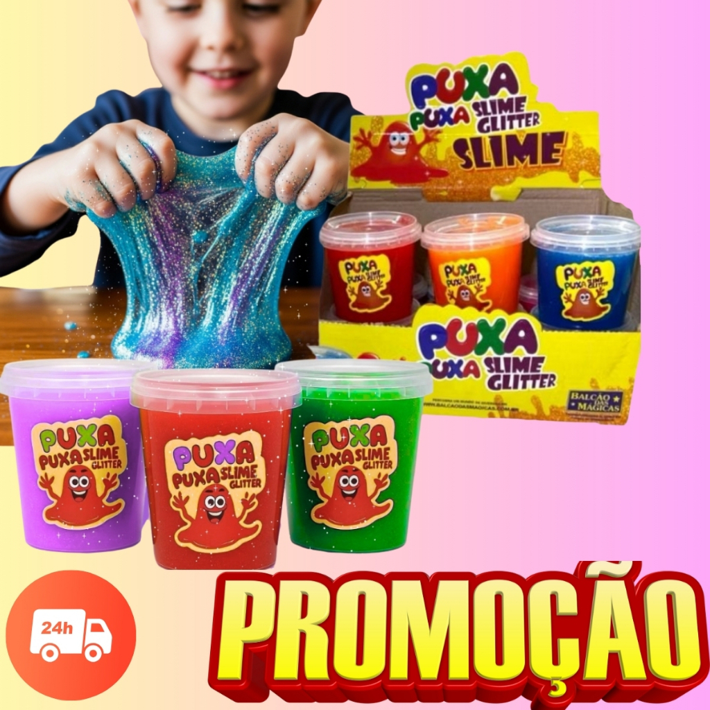 SLIME GLITTER 50 UNIDADES POTE DE 180G - PERFEITO PARA PERSONALIZAR, FESTAS em Oferta na Shopee