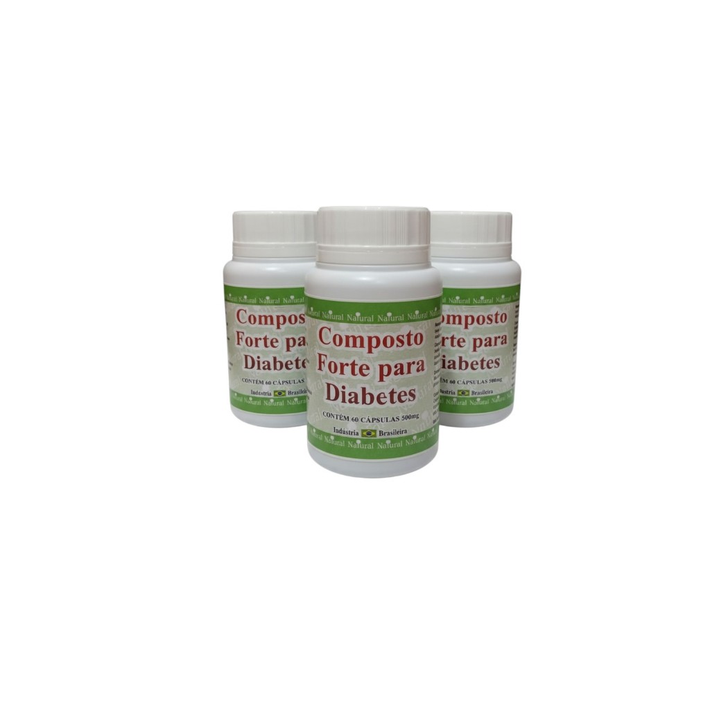 Kit 03 COMPOSTO DIABETE 60 cápsulas cada 500 mg ótimo para diabetes e colesterol alto, pronature