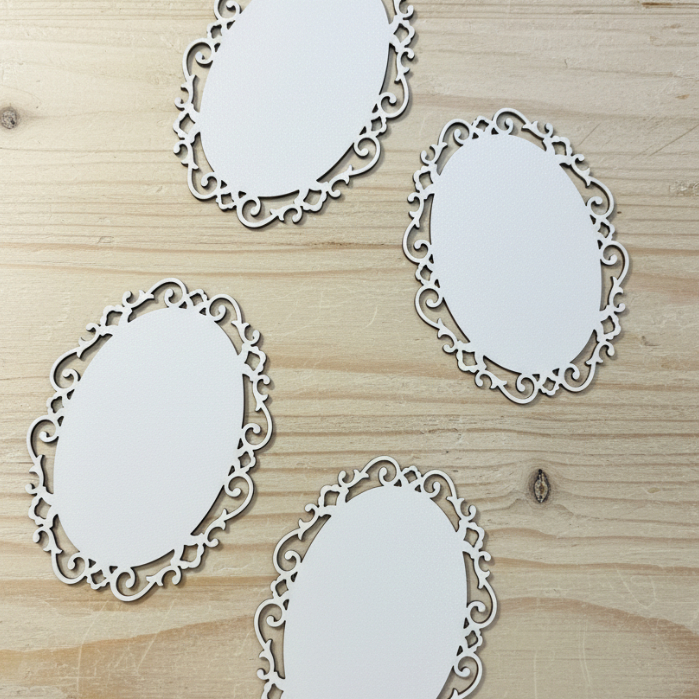 KIT 10 MOLDURAS MDF LAMINADO BRANCO PROVENÇAL PARA DECORAÇÃO/ARTESANATO/PAPELARIA