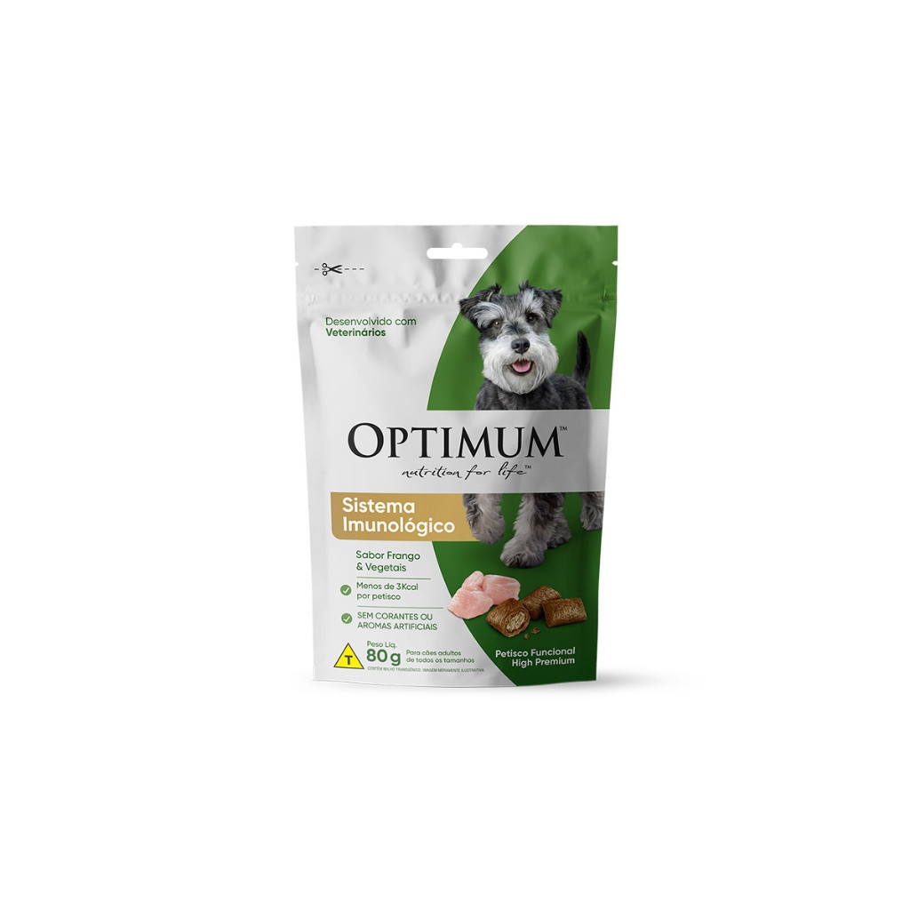 Petisco Optimum Cães Sistema Imunológico 80g Frango Sachê