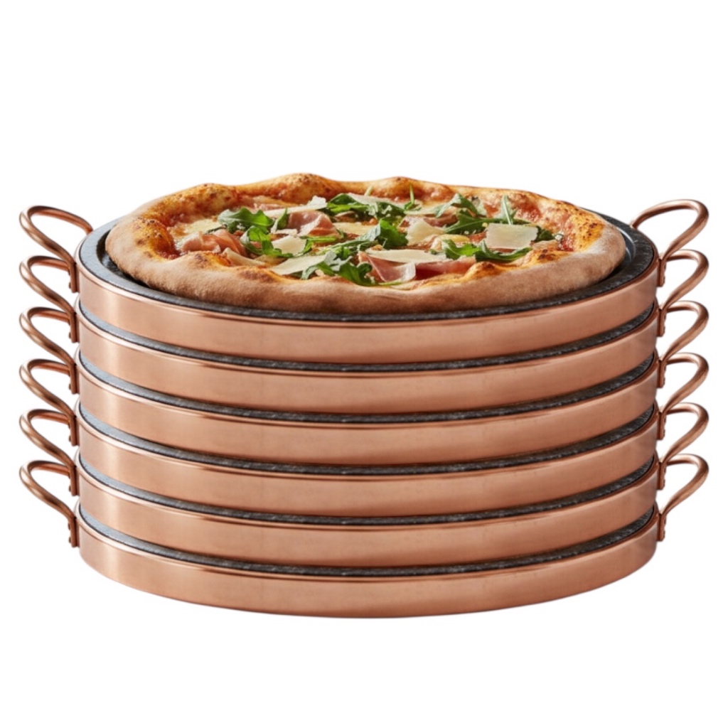 Kit Com 10 Formas De Pizza De Pedra Sabão Tamanho G 27cm