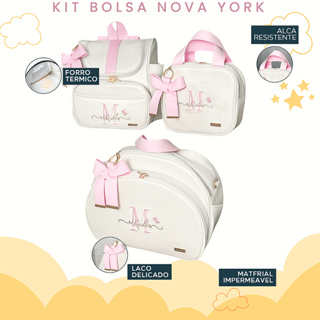 Kit Maternidade 3 Peças Bolsa, Mochila e Bolsa M Personalizado Térmica Impermeável, Coleção Nova York em Oferta na Shopee