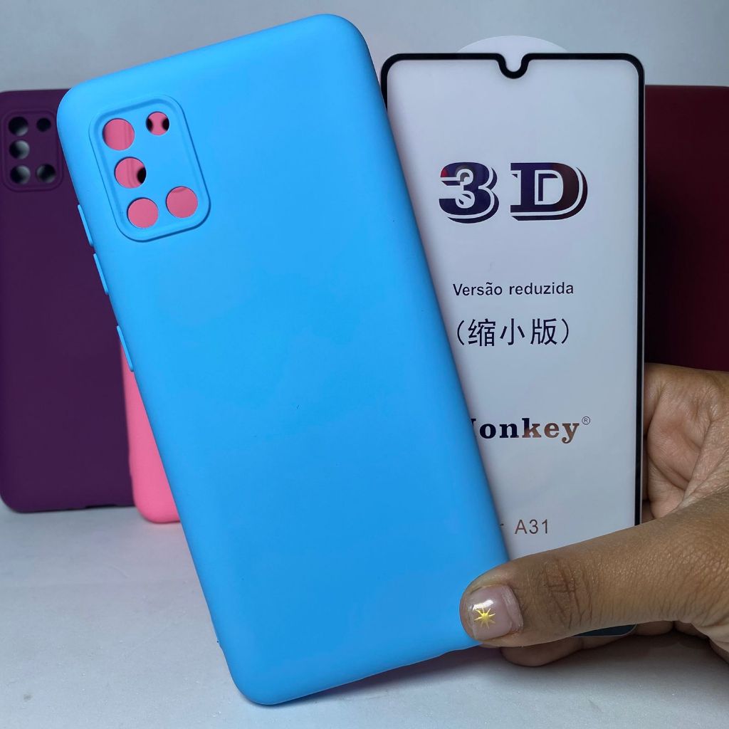 Capa A31 + Película 3D Kit Samsung Capinha Case Protetora Celular Silicone em Oferta na Shopee