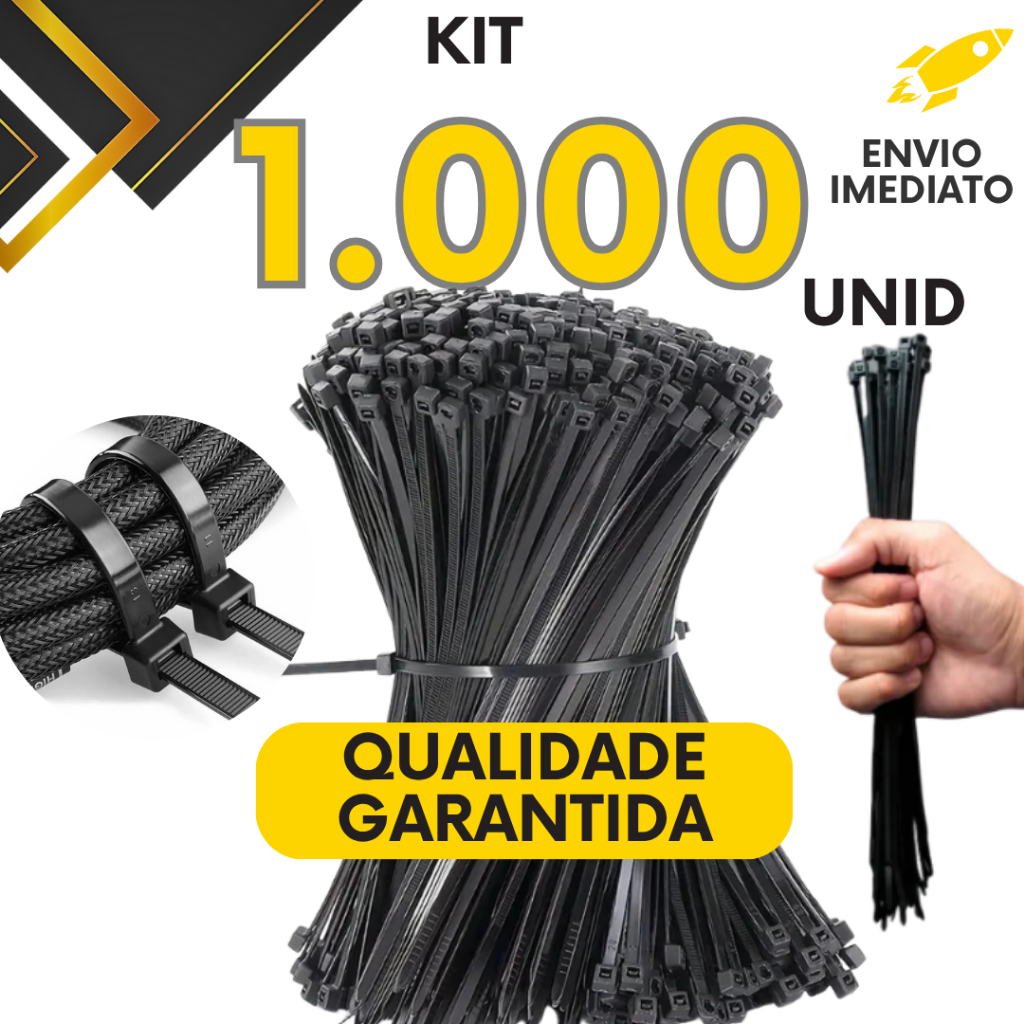 Kit 1000 ou 500 un - Abraçadeiras de Nylon UV Cinta Plástica Fita Hellermann Versátil Multiuso em Oferta na Shopee