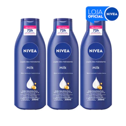 NIVEA Loção Hidratante Milk Pele Seca a Extrasseca 200ml - 3 Unidades