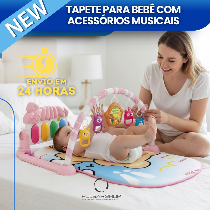 Tapete de brinquedo para engatinhar com pedal de piano para bebês Presente Descanso com Mordedor
