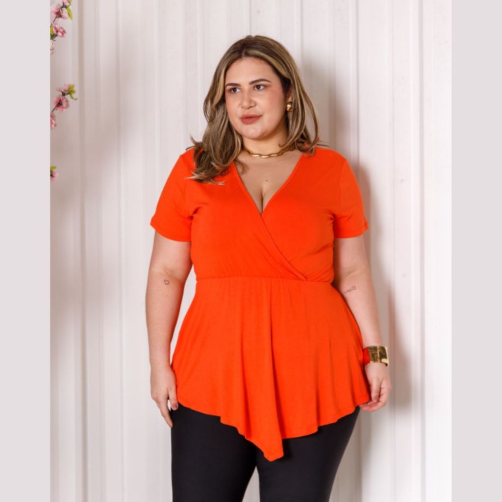 Blusa Feminina Bata Decote V Plus Size em Oferta na Shopee
