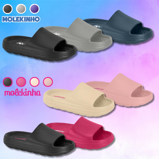 Sandália Infantil Menino e Menina Molekinho e Molekinha Slide EVA Modelo Nuvem