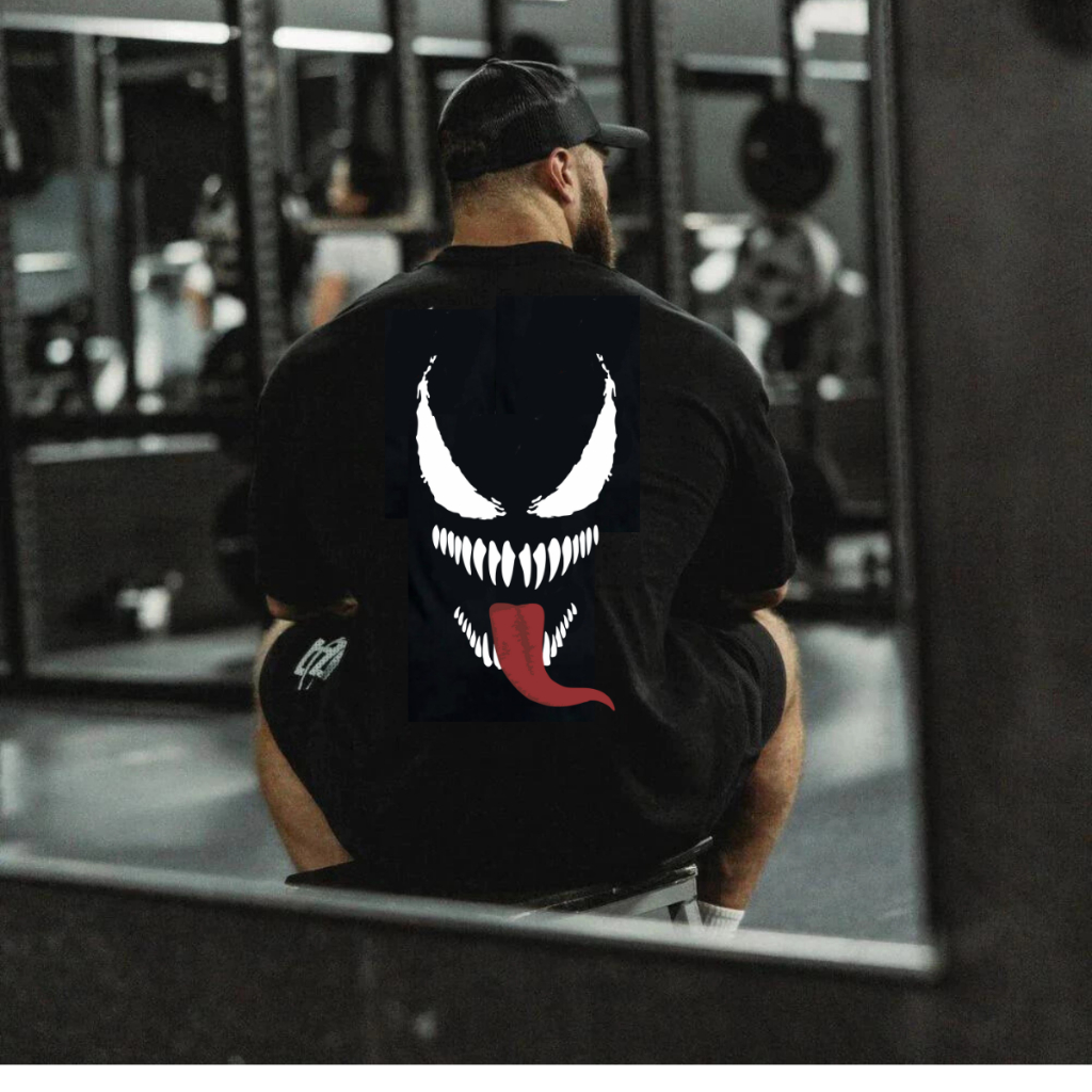 Camiseta Oversized Grande Estampa Venon Academia Fit 100% Algodão Lançamento Blusão